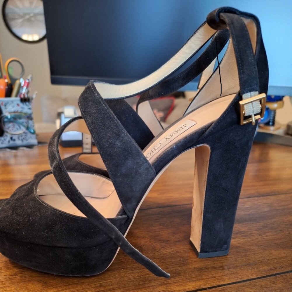 Jimmy Choo black suede heels
